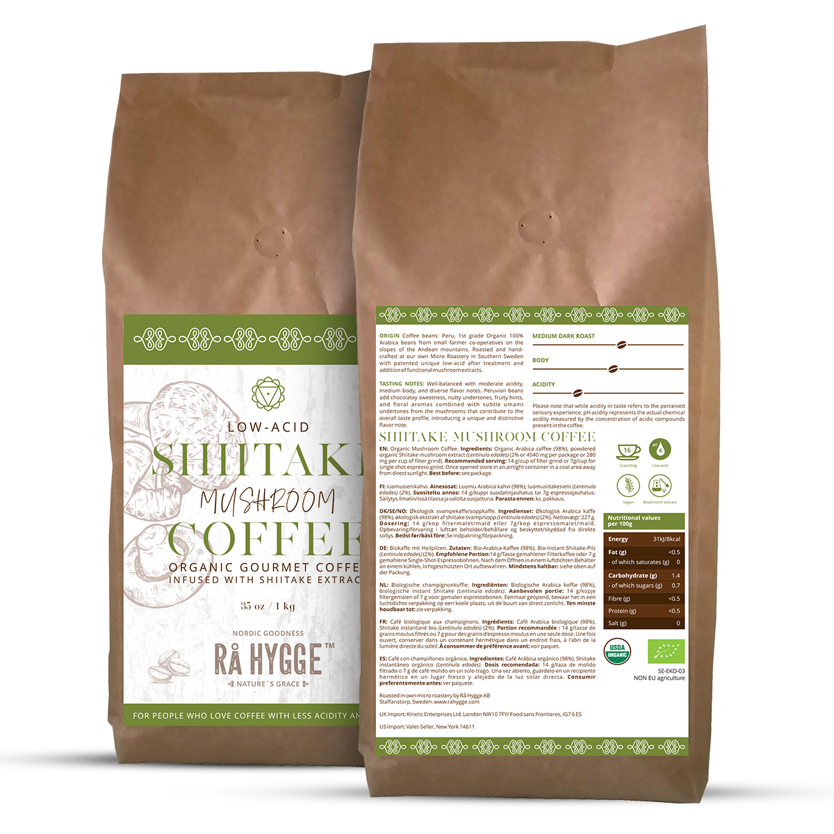 Shiitake Mushroom Coffee Whole beans 1 kg / 35.27 oz