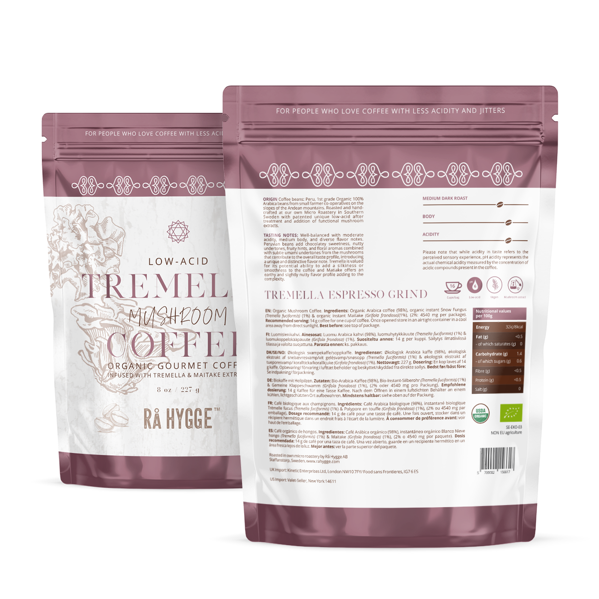 Tremella Mushroom Coffee Espresso ground 227 g / 8 oz