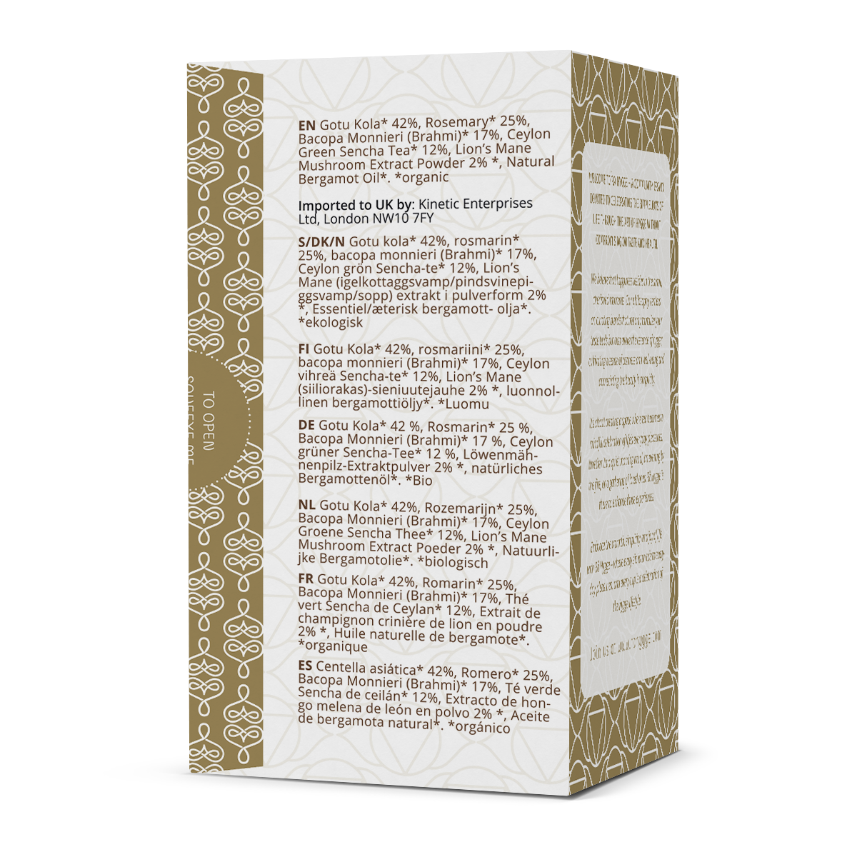 Focus Fusion - Organic Green Tea & Herbs w. Lions Mane Mushrooms- 16 Tea Bags 1.8g (29g)