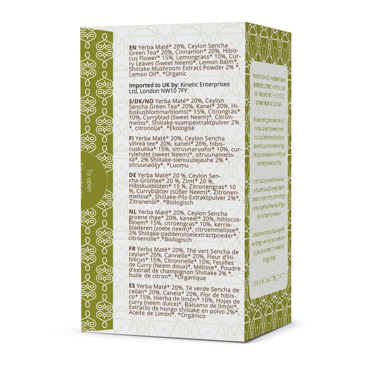 Maté Magic- Organic Green Tea & Herbs w. Shiitake Mushrooms- 16 Tea Bags 1.8g (29g)